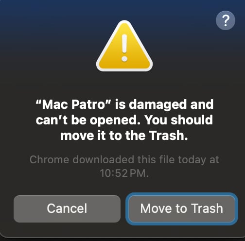 macOS security error message